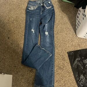 BootCut Jeans with diamonds on back pockets, Worn